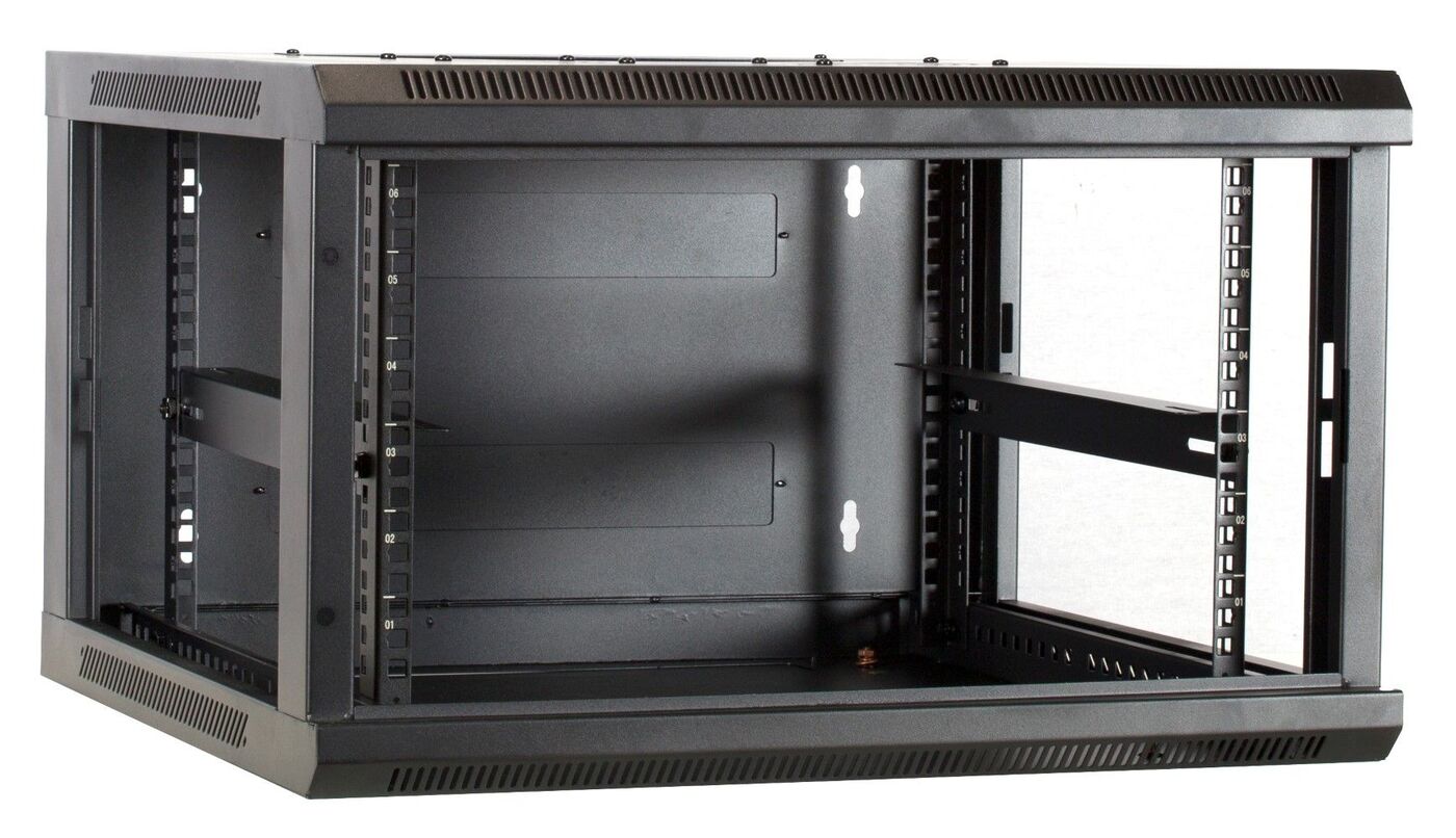 6U wall mount server rack with glass door and perforated side panels ...